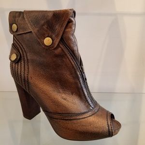 Bronze peep toe bootie